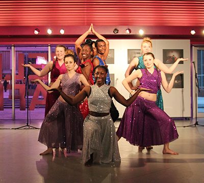 Dance students performing Arabian Nights in glittery costume