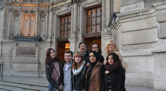 Photography group on steps of V&A museum