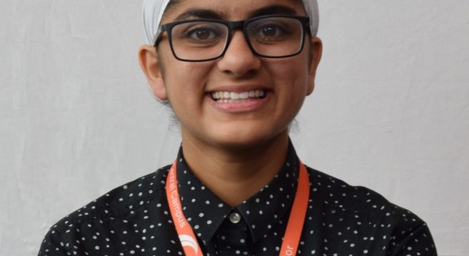 Female student wearing glasses