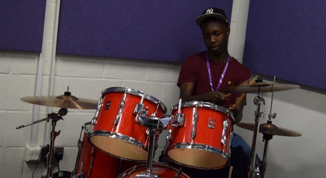 Student drumming