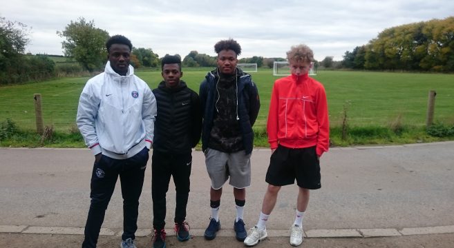 Group of male sports students pictured before attending a football trial