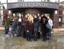 Public services students pictured outside the Justice Centre