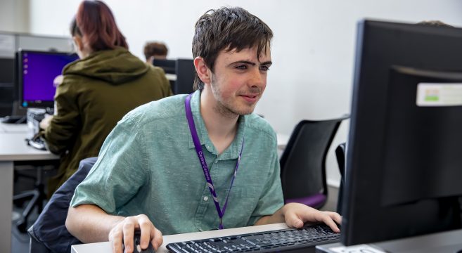 Student using computer