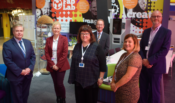 Group of staff and visitors outside the Fab Lab