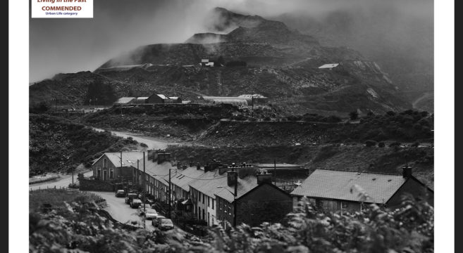 Black and white photo of dramatic Welsh mountain scene