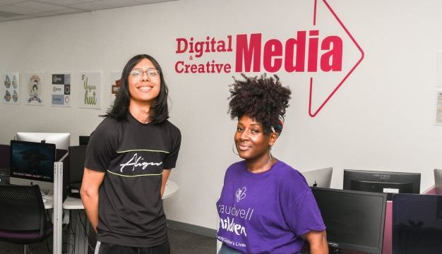 Media student Dan and Charlene from Caudwell Children