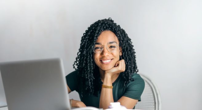 girl in front of laptop