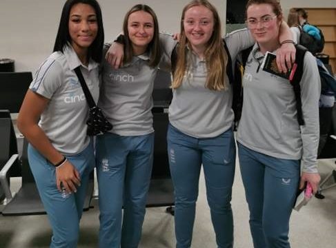 Four female Cricket Education students