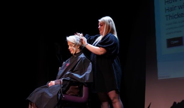 Hairdressing demonstration on stage