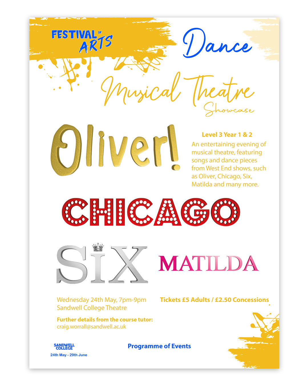 Promotional poster for Musical Theatre Showcase