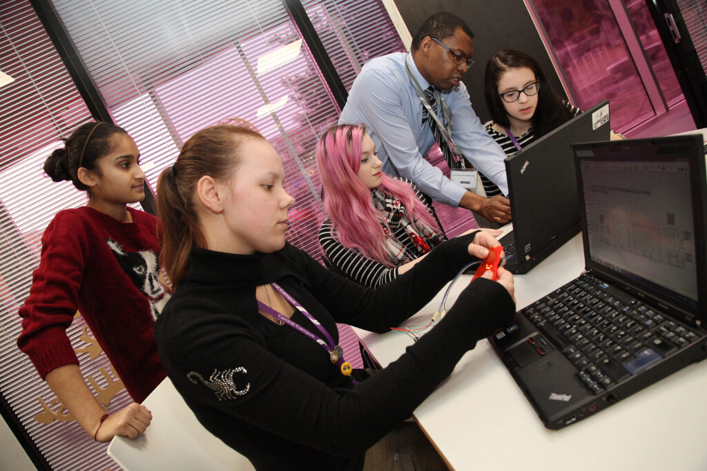 Group of students using their computer