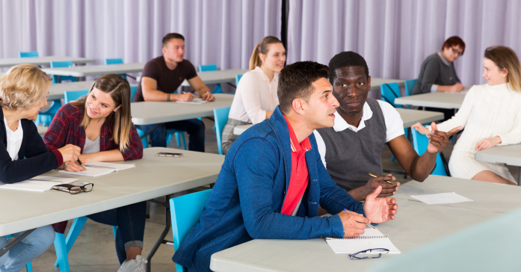 Group of adult students in a classroom