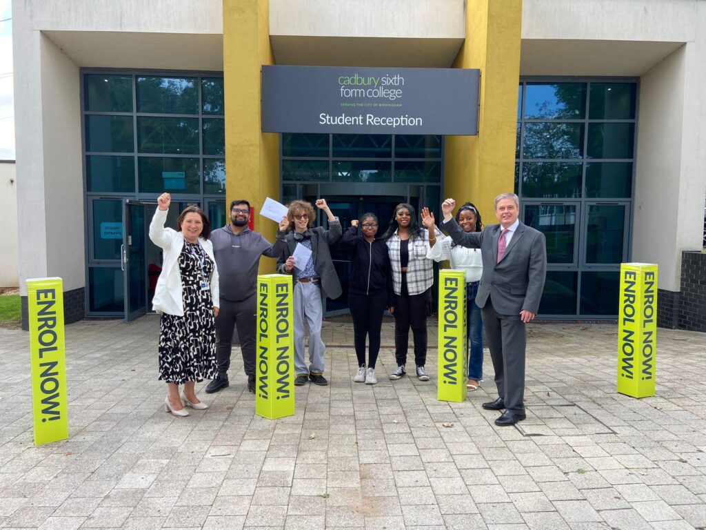 Principals with Cadbury students celebrating results