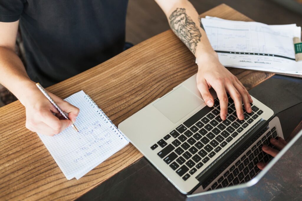 Student working on laptop