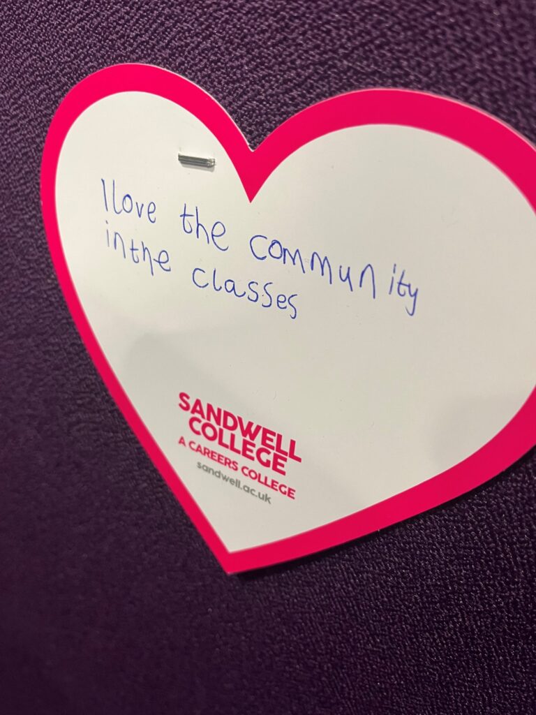 Heart-shaped note written by student