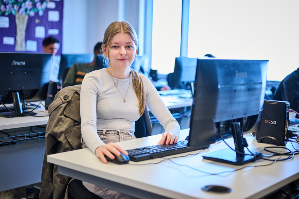 Girl working on her computer