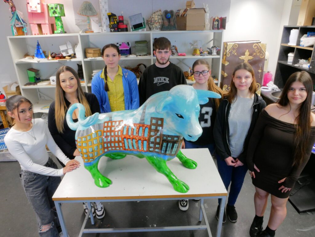 Sandwell College students with their finished Calf