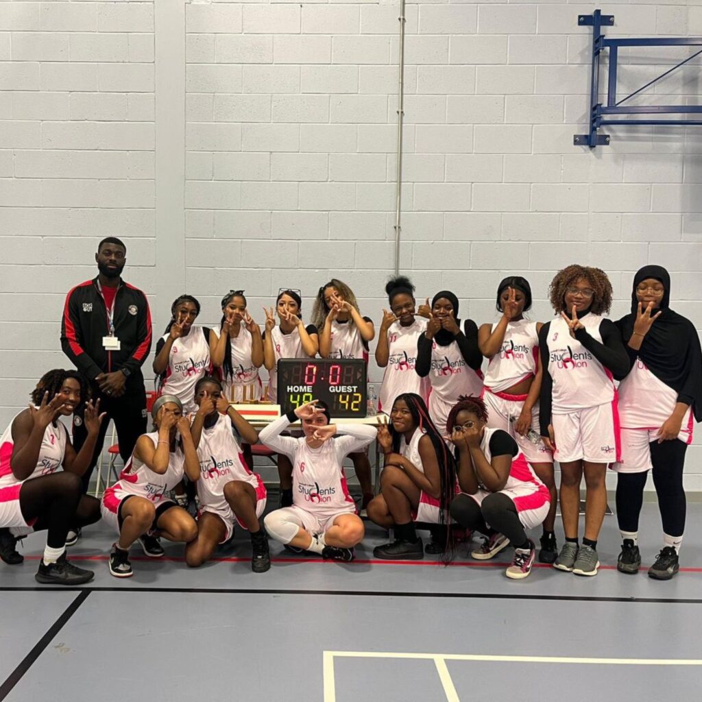 Girls basketball team winning photo