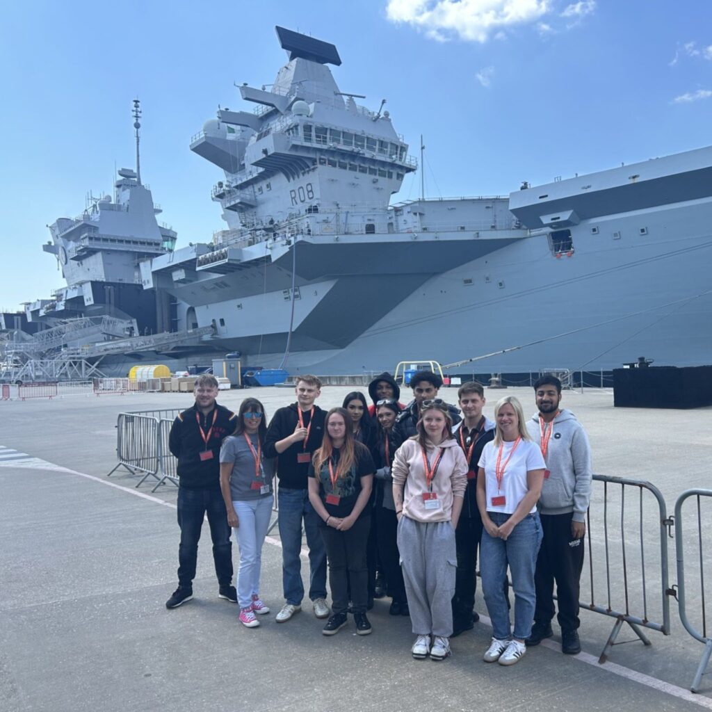Public services students visiting HMS Queen Elizabeth in Portsmouth