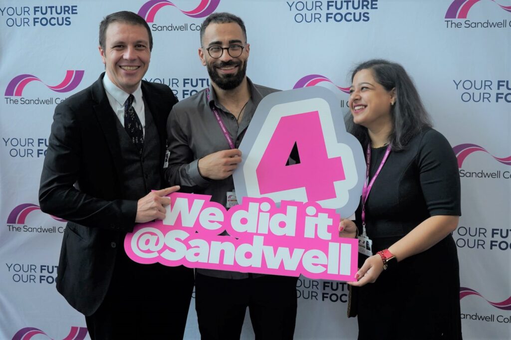 Student Mohammed with GCSE lecturers