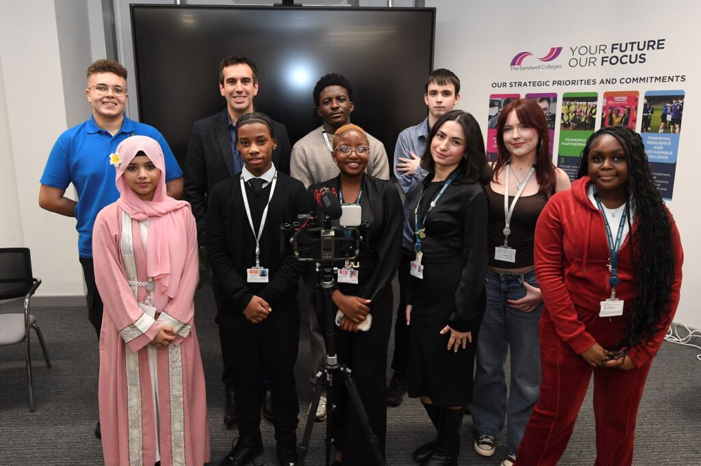 A group of students with BBC presenter Ben Godfrey