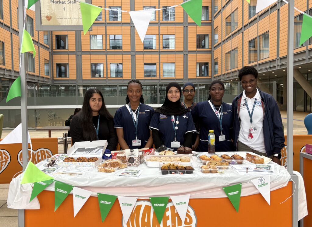 Health & Social Care students on a cake stall at the Midland Met hospital